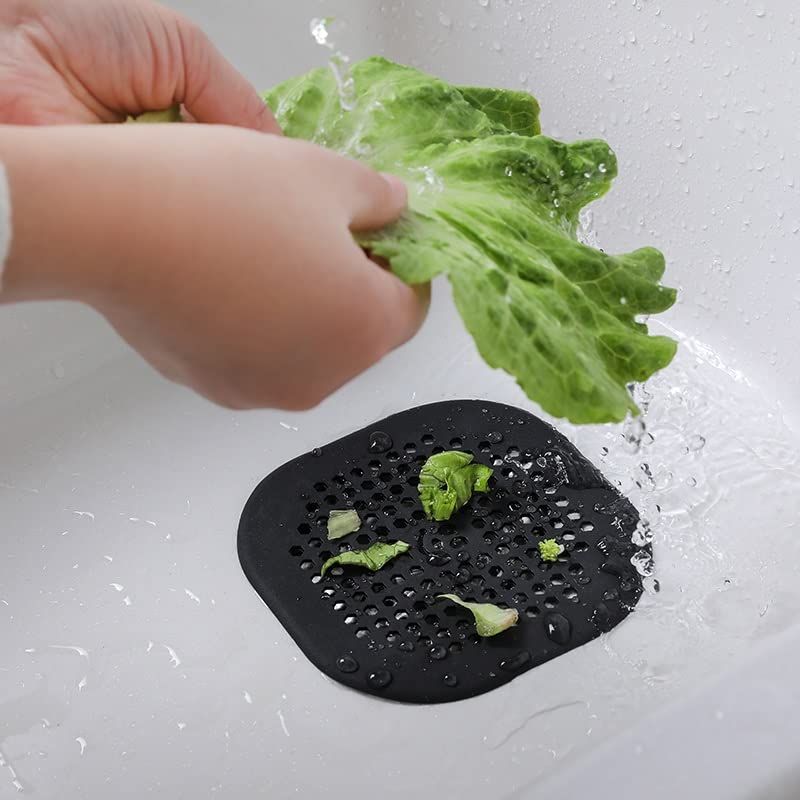 2 Pack Drain Cover Hair Catcher Silicone Drain Protector Hair Stopper for Shower Kitchen Bathroom Bathtub Black β image 3