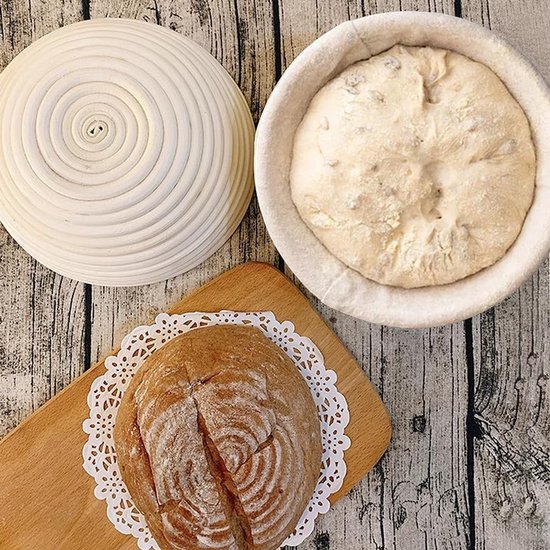 Set of 6 round proofing cloths (25 cm / 10 inch) – Fabric lining for proofing baskets – Natural woven – Ideal for sourdough and bread rising (round, without — image 4