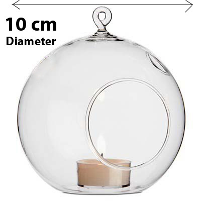 10 x Hanging Clear Glass Ball Tealight Candle Holder - 10cm Diameter / High - Wedding Globe Decoration Terrarium Succulent Plant Mini Garden Holder Decor Craft — image 2