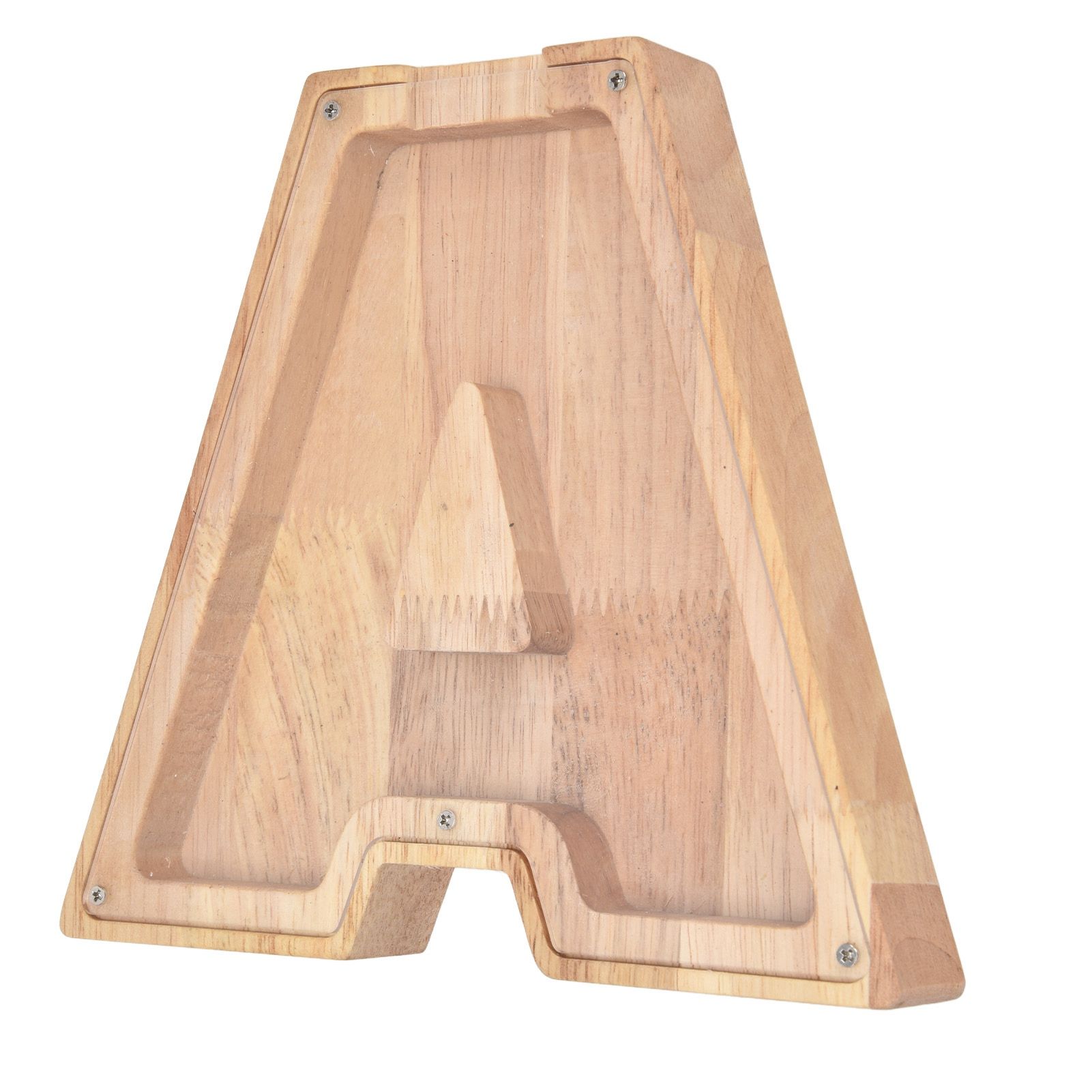 Wooden Bank DIY Making Birch Wood Plastic Material Letter A Shape Transparent Appearance Decorative Change Bank for Kid โ image 6