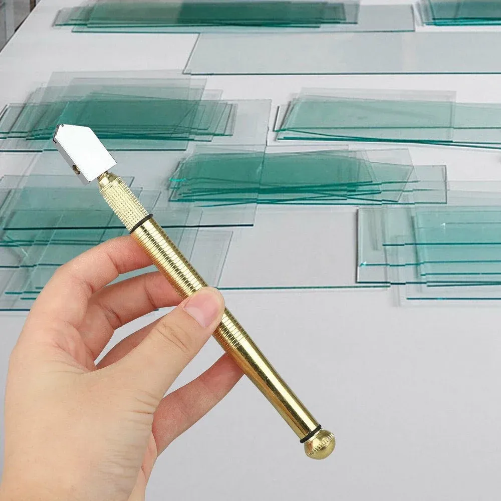 Glass Cutter Tool, Tungsten Carbide Wheel Oil Feed Cutter for Tile Mirror Window Glass, Gold โ image 5
