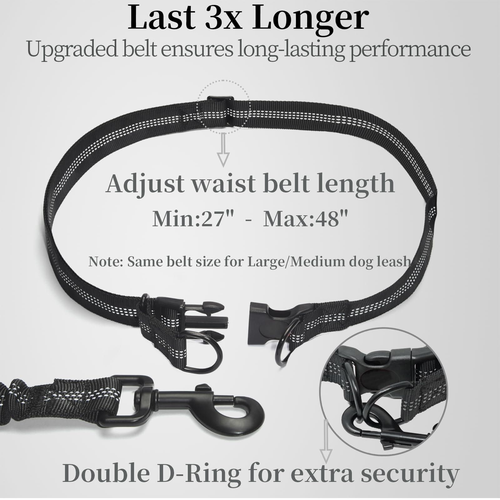 Hands-Free Dog Leash Set with Waist Belt and Storage Pouch, Shock-Absorbing Bungee Leash for Jogging, Walking, and Outdoor Adventures, Reflective Safety Design — image 5