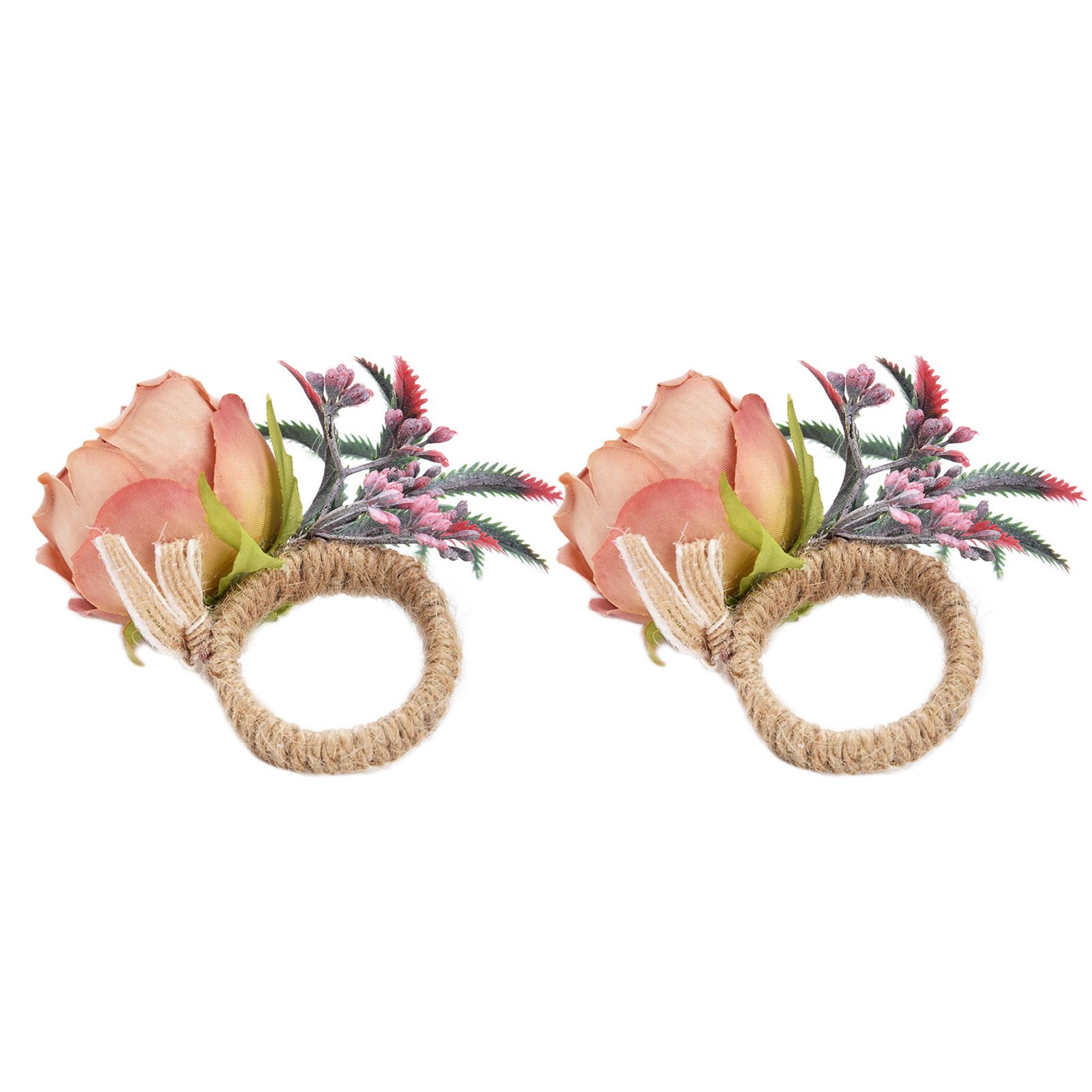 2Pcs Innovative Napkin Buckle Simulation Flower Napkin Ring Holder for Hotel RestaurantPink โ image 6