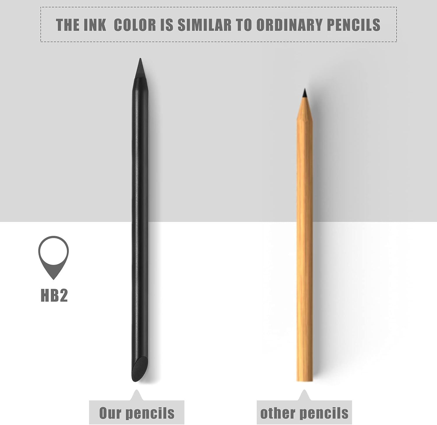 2 Pieces Metal Inkless Pen Inkless Erasable Pencil Metallic Pencil Aluminum Pencil for Writing, Drawing (Black and Silver) โ image 3