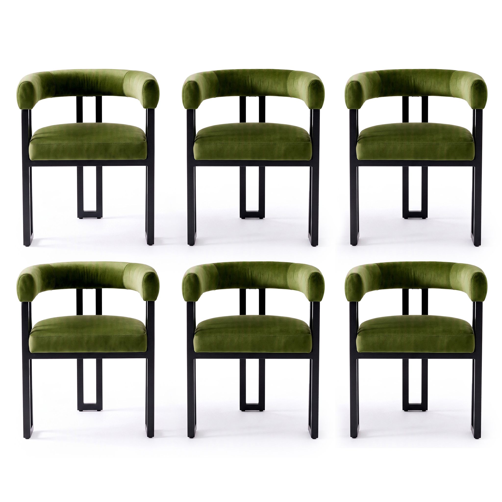 Artiss Dining Chairs Set of 6 Velvet Upholstered Barrel Chairs with Curved Armrests & Back Green โ image 3