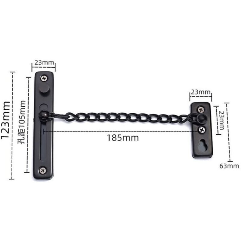 Door Chains, Anti-Theft Door Chain Lock, Reliable Stainless Steel Door Security Chain Door Latch Lock Ideal for Home Hotel, Black — image 2