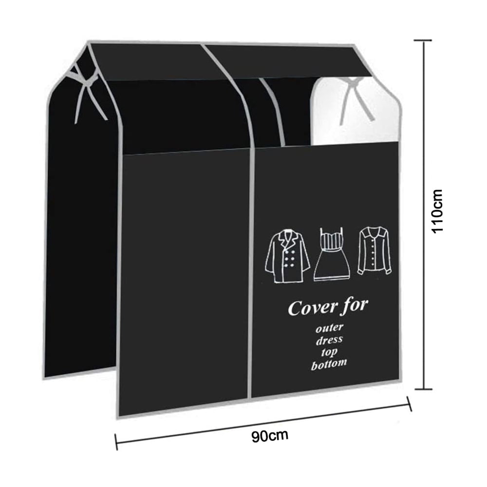 Dustproof Clothes Rack Cover Expandable Hanging Closet Cover Shoulder Dust Cover Clothes Protector for Coats Suits Dresses Black — image 5