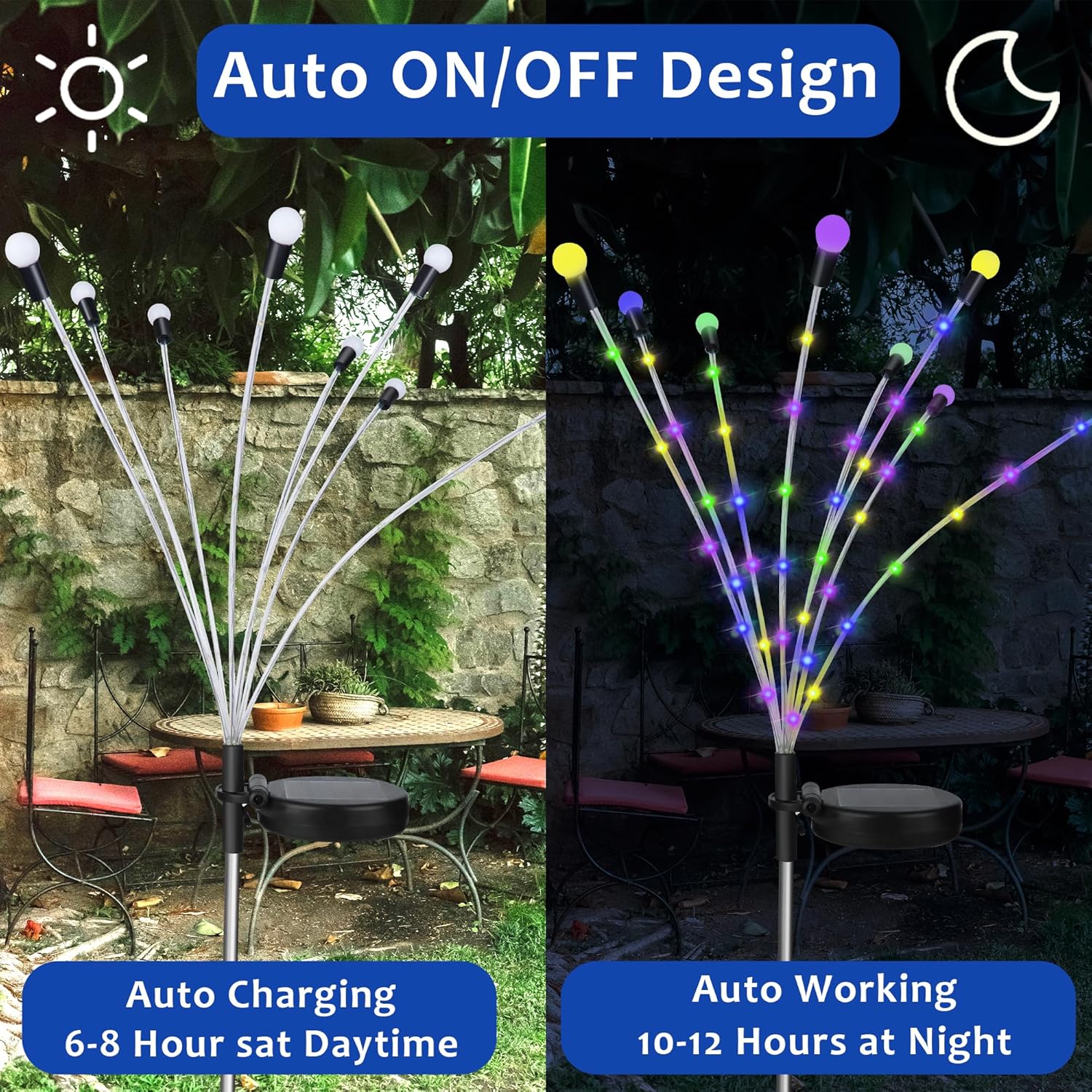Solar garden lights, Christmas decoration, solar-powered fairy-tale outdoor lights, waterproof, 1-pack, 8 LEDs that move in the wind, dancing fireflies as — image 5