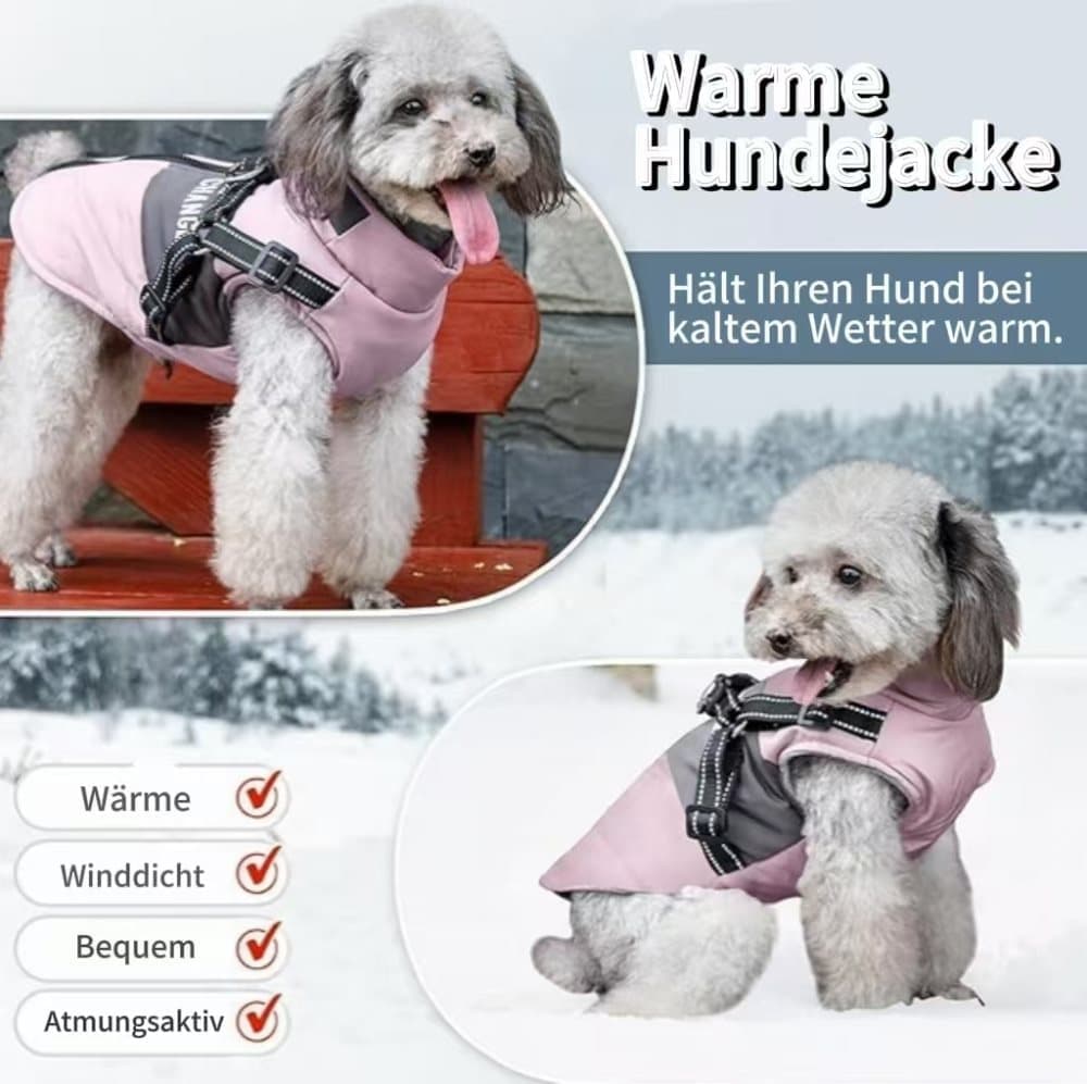 1 Dog Vest Warm Soft Winter Jacket, Wind and Waterproof, Multiple Colors, with Stand Collar, for Small Medium Large Dogs, S, Pink — image 3