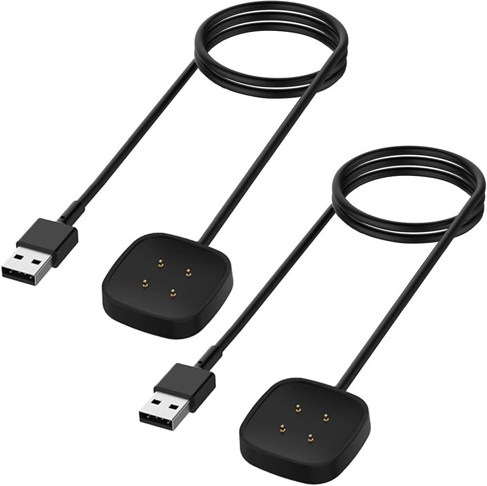 Charger for Fitbit Versa 4/Versa 3/Sense 2/Sense, Replacement Charging Cable Cord Magnetic Dock Stand for Fitbit Sense 1/2, Versa 3/4 Smartwatch [2Pack