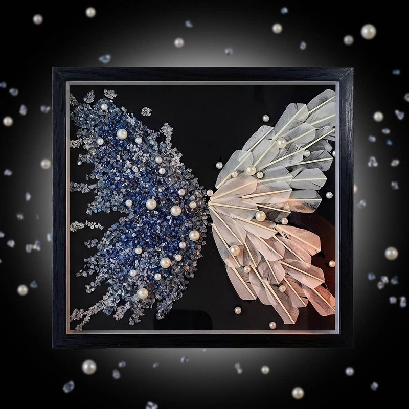 Crystal Feather Butterfly DIY Craft Kit – Handmade Art Material Set with Natural Feathers, Beads and Frame for Home Decoration or Gift Making — image 3