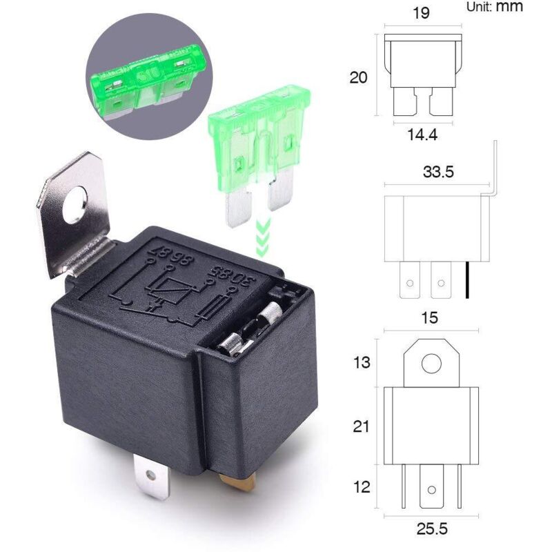 6 pcs 12V 30A Fuse Relay Switch Harness Ato/Atc Blade Fuse, 5 Pin Spst Automotive Electrical Relays With Heavy Duty 14 — image 3