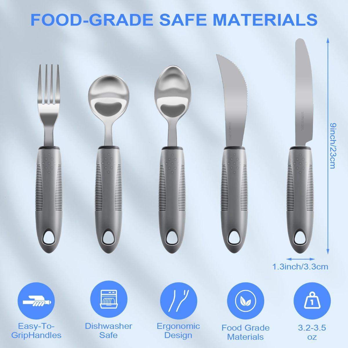 Adaptive Utensils, Weighted Utensils for Hand Tremors, Utensils for Parkinsons Patients,Elderly,Arthritis,Weak Hand Grip,Tremors & Handicapped. Stainless Steel โ image 2