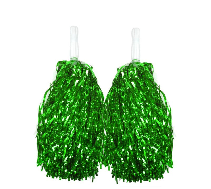 4 Sets/8pcs Metallic Team Girls' Cheerleading Dance Party Dress Pom Poms Pompoms - Silver — image 2