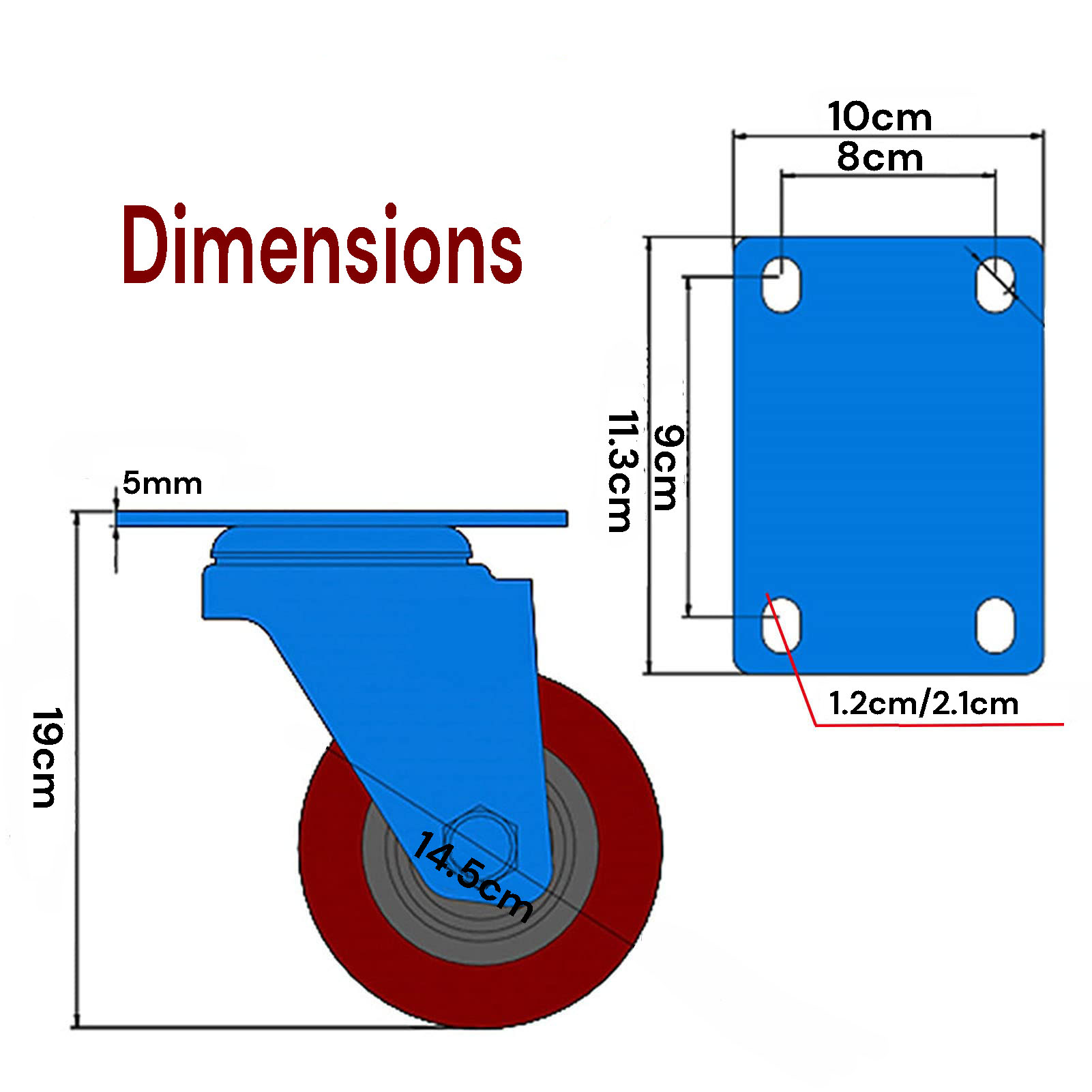 4x 6 inch Industrial Swivel Brake Locking Caster Castor Wheels Casters 2x swivel 2x fixed for Cart Furniture Workbench — image 5