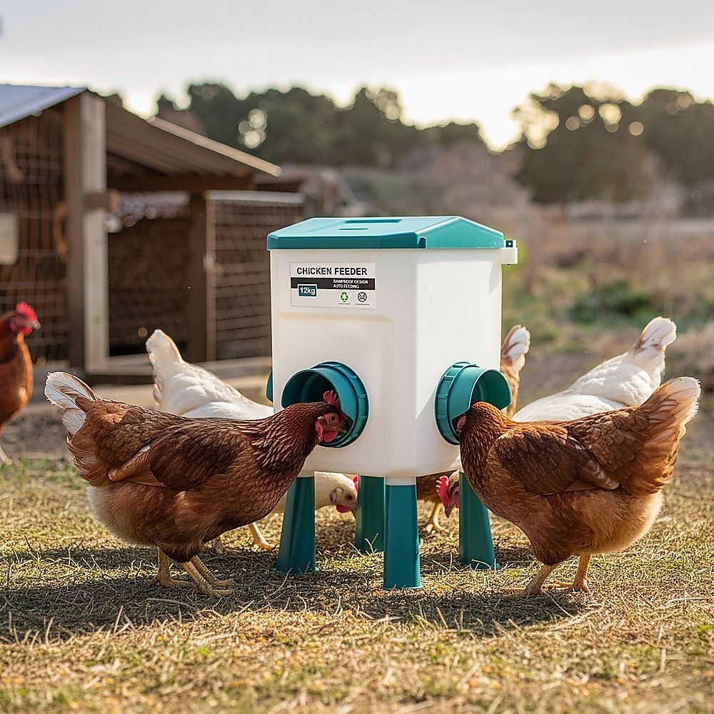 Chicken Feeder Water Food Treadle Poultry Feeding 12KG Large Capacity 11L โ image 2