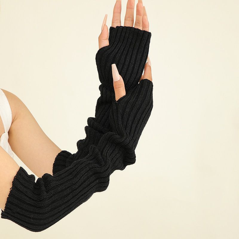 Long Fingerless Gloves Soft Winter Warm Gloves Winter Knit Arm Warmers Thumbhole Gloves Knitted Warm Weave Gloves — image 2