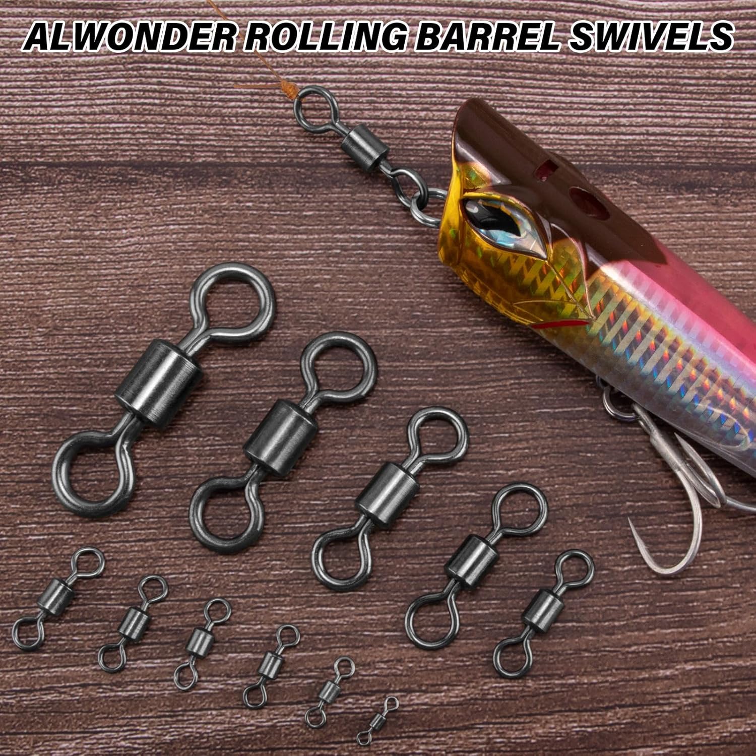 Fishing Barrel Swivels, 40 to100-Pack Swivels Tackle Freshwater Saltwater Swivel Rolling Heavy Duty Stainless Steel Lures Leaders Line Connectors Terminal — image 6
