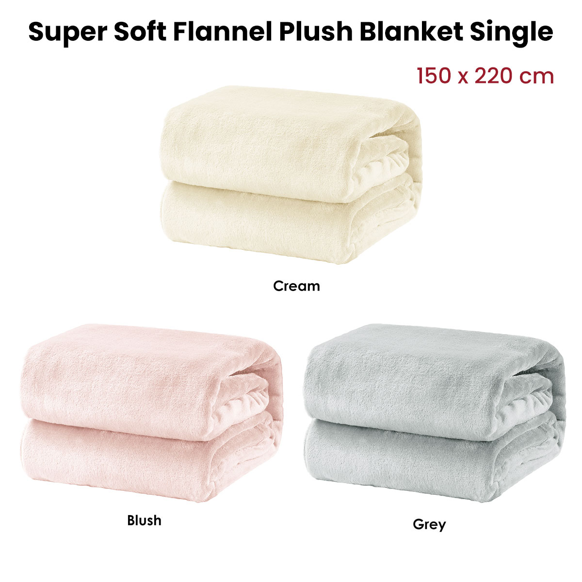 Super Soft Micro Flannel Plush Blanket Single 150 x 220 cm Blush โ image 2