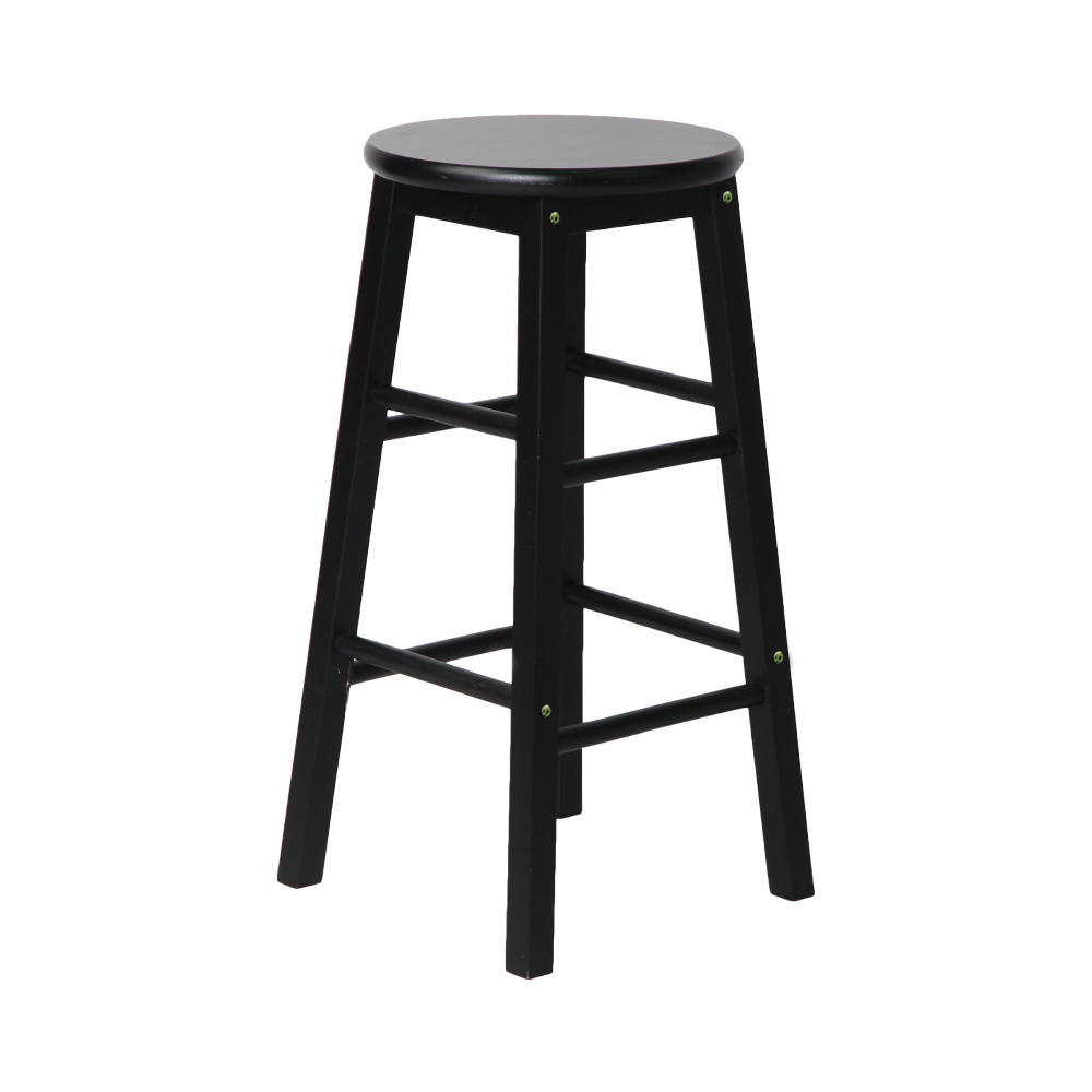 Artiss 2x Bar Stools Round Chairs Wooden Black โ image 4