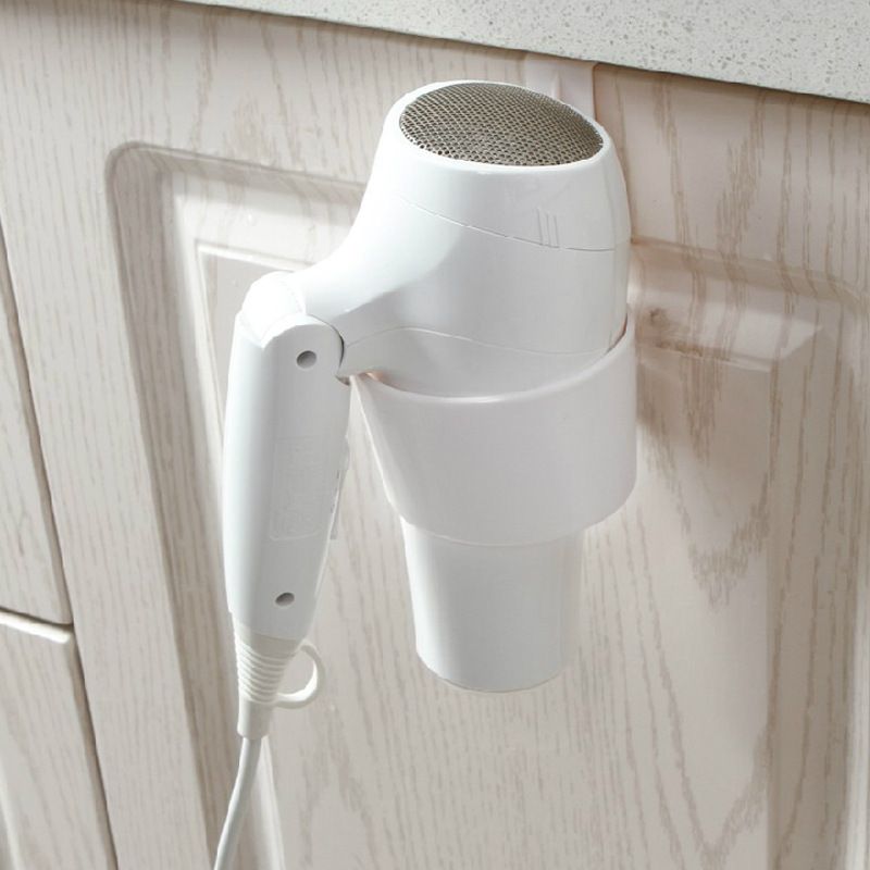 Hair Dryer Rack Over-The-Cabinet Hair Dryer Holder, Holster for Master, Guest, Kid's Bathroom, Vanity, White and grey(2pcs) — image 4