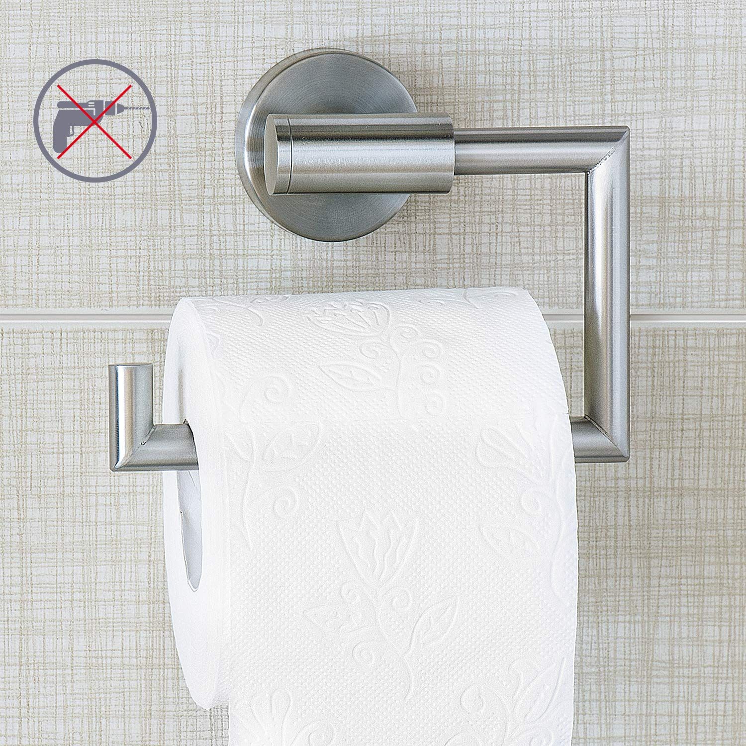 Hold - Toilet Paper Holder Wall Mount - No Drill - Toilet Paper Roll Holder - Stainless Steel - 10.5x15cm โ image 4