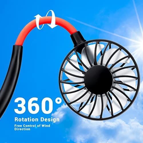Portable Neck Fan Rechargeable Personal Hand-Free Fan Mini USB Wearable Neckband Sport Fan, 3 Speed Adjustable, 360 Degrees — image 2