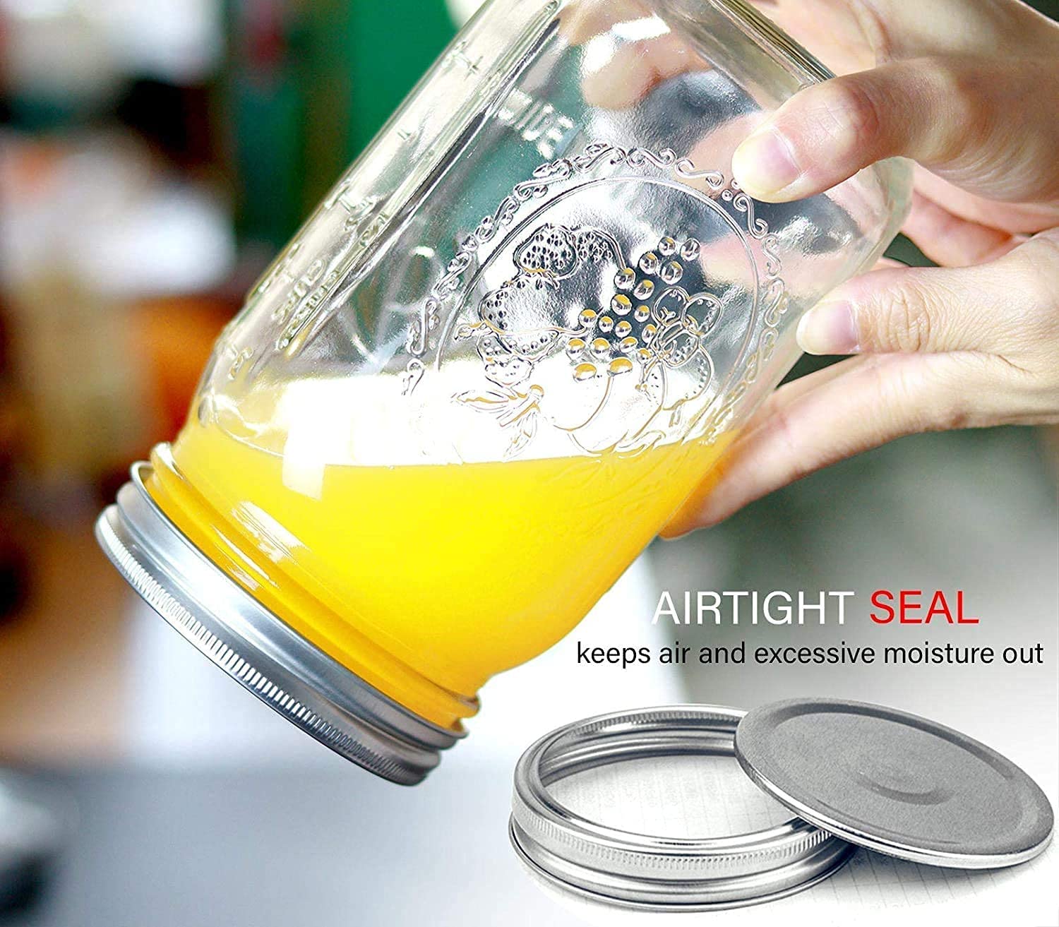12 Pieces Canning Jars - 480ml Mason Jar Empty Glass Spice Bottles with Airtight Lids and Labels — image 3