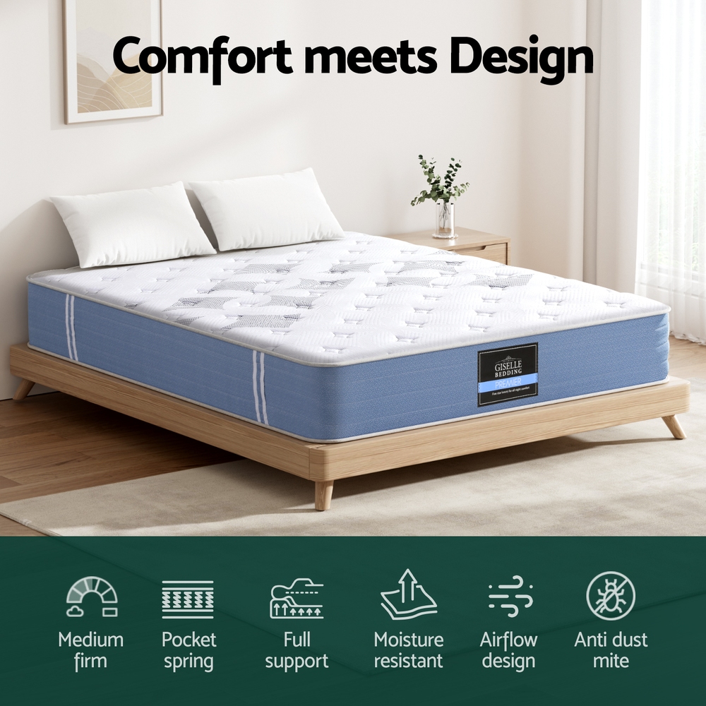 25cm Giselle Mattress King Bed Pocket Spring Mattresses — image 5