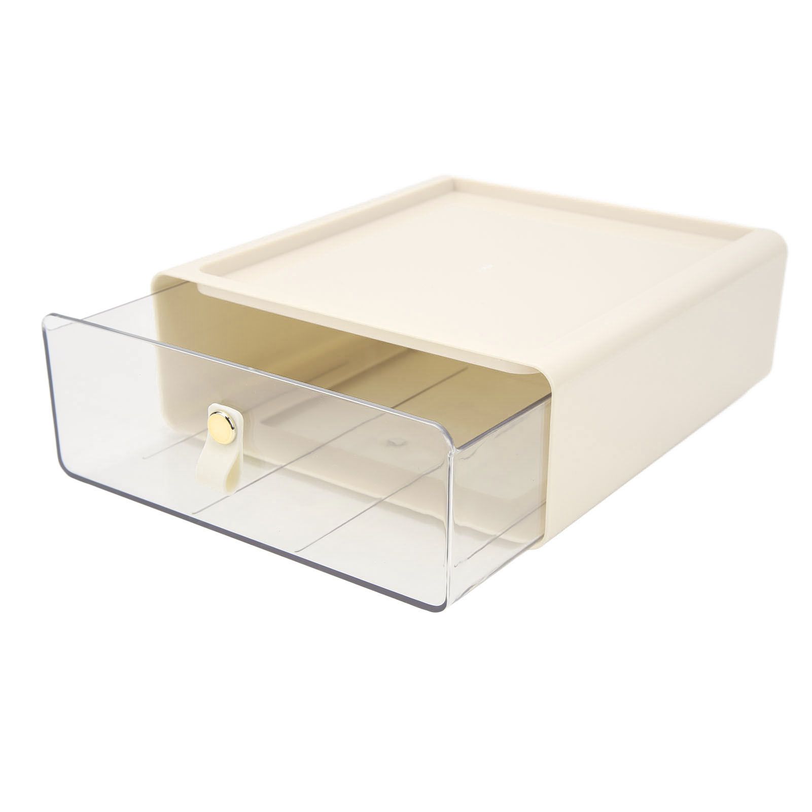 Clear Drawer Storage Box Large Capacity Desktop Drawer Storage Container Organizer for Office Cream Color — image 5