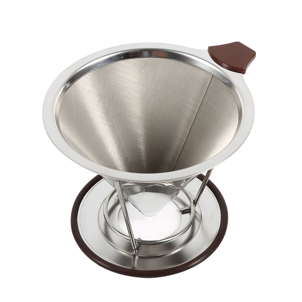 1x Portable 304 Stainless Steel Drip Dripper Double Layer Mesh Coffee Cone Filter Holder Infuse โ image 4