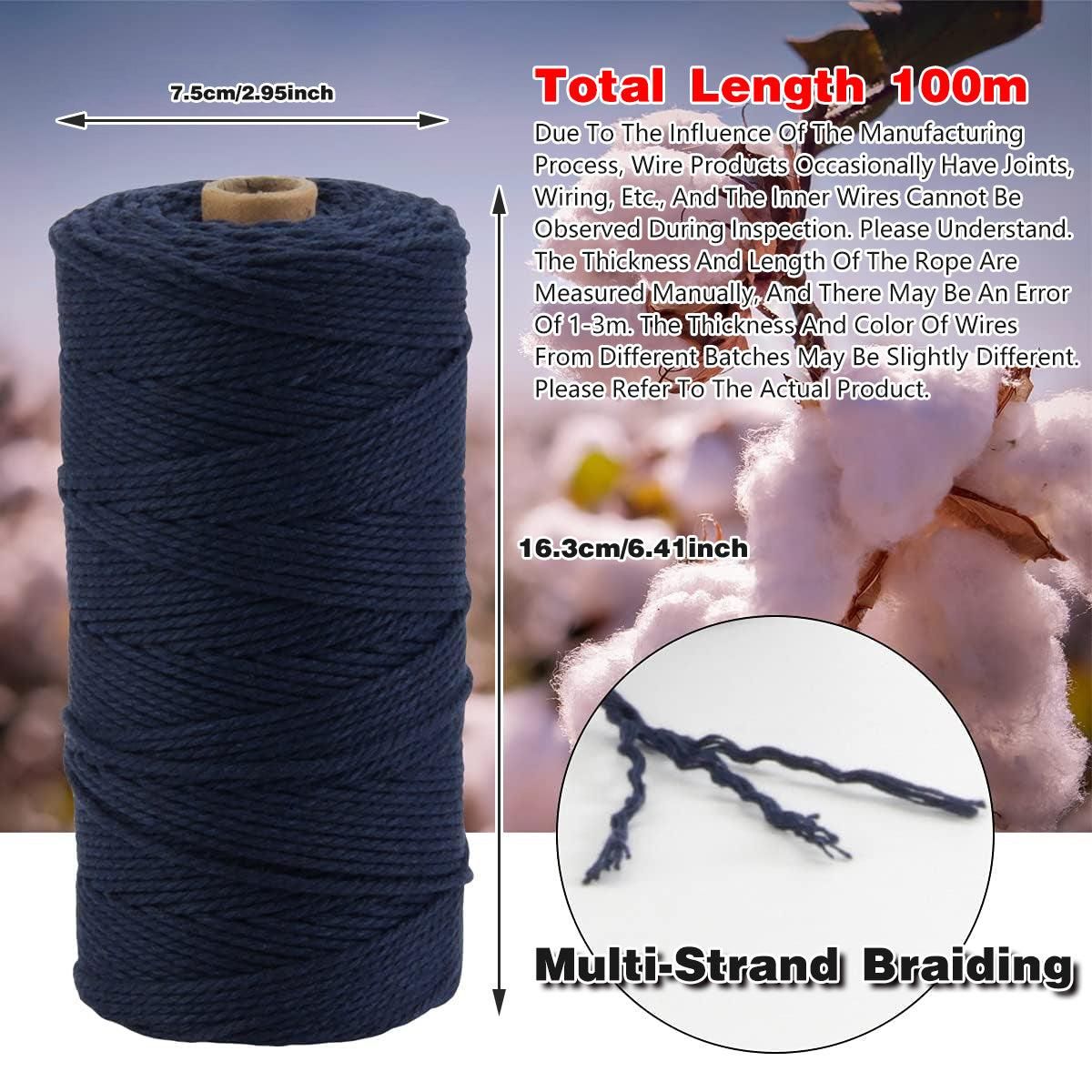 3mm Colored Cotton Rope DIY Hand Woven Macrame Cord Tapestry Binding Craft Rope - Dark Green โ image 4