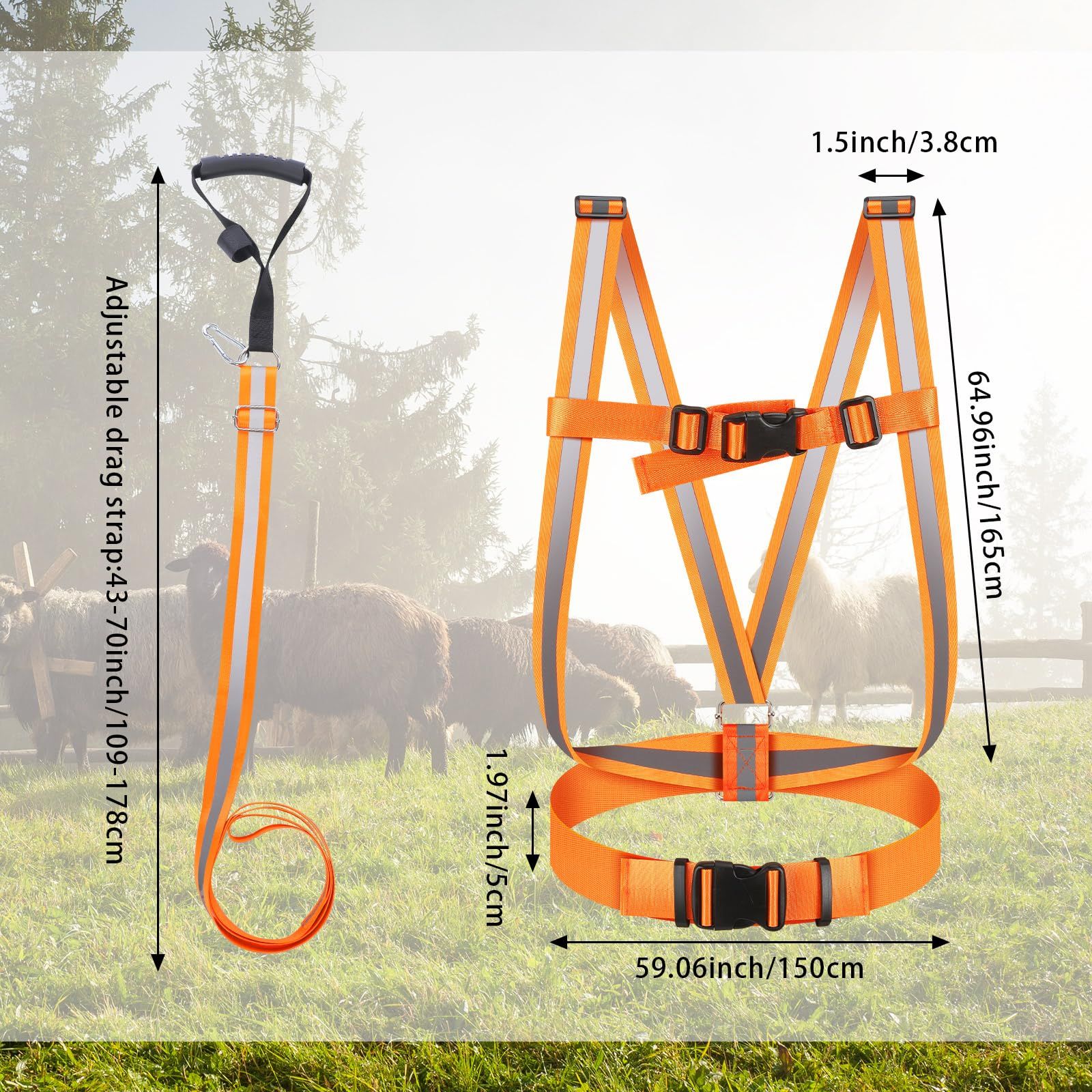Deer Drag Strap and Dual Harness with Reflective Strips Heavy Duty Deer Dragging Rope Hunting for Hunters โ image 2