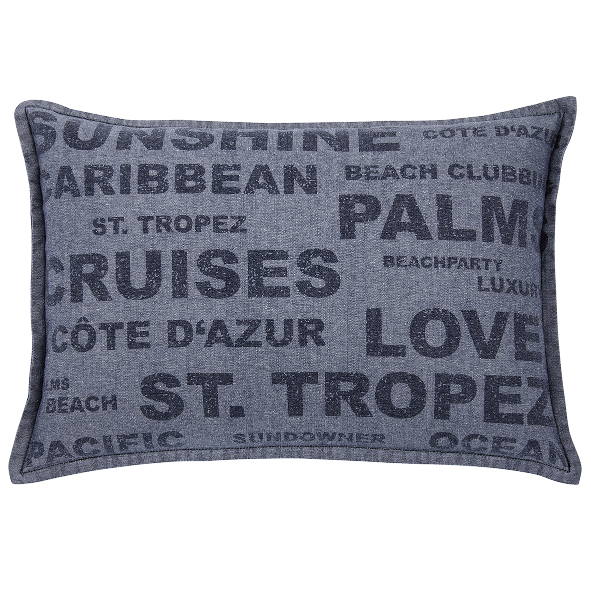 Pack of 2 Denim Sunshine Wording Cushion Cover Cruises, Caribbean, Love etc โ image 2