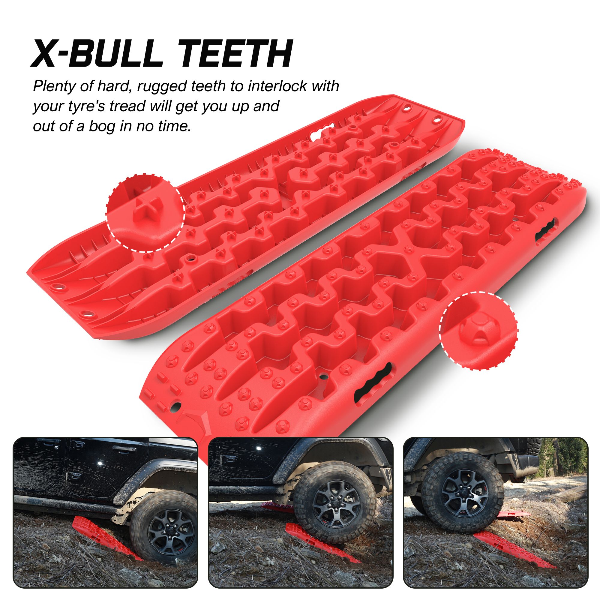 X-BULL Recovery tracks Boards 10T 2 Pairs Sand Mud Snow With Mounting Bolts pins Red — image 6