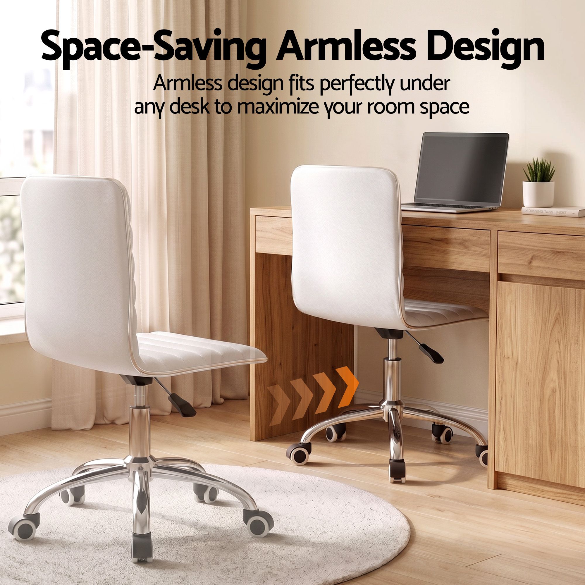 Artiss Office Chair Conference Chairs PU Leather Low Back White — image 4