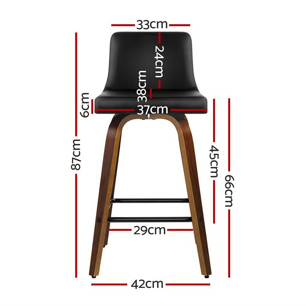 Artiss 4x Bar Stools Swivel Leather Padded Wooden — image 2