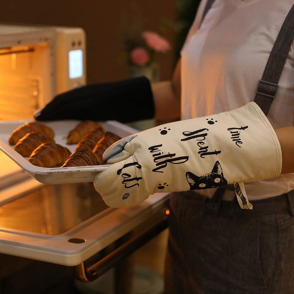 Oven Gloves - Cat Design - For Cooking And Baking - Size 17 × 31 Cm - Heat Resistant — image 2