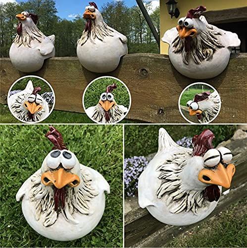 3pcs Funny Chicken Fence Ornament, Chicken Yard Statue Resin Ornament Rooster Outdoor Sculpture Garden Decoration Chicken Decor — image 3