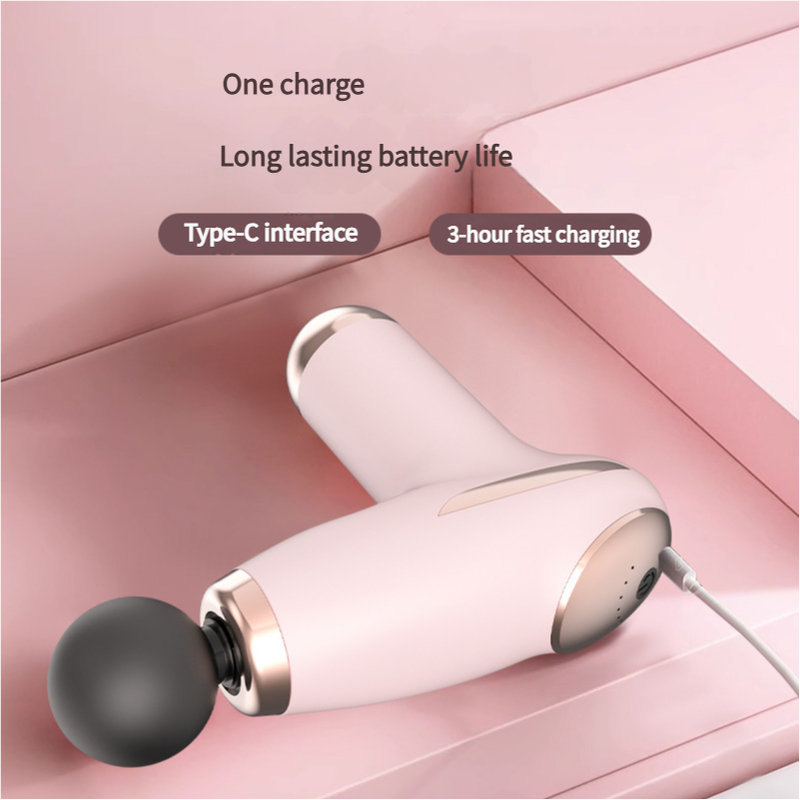 Pink Mini Portable Fascia Gun - 6-Speed Adjustable Muscle Massage Gun, Type-C Charging, 5W Power — image 2