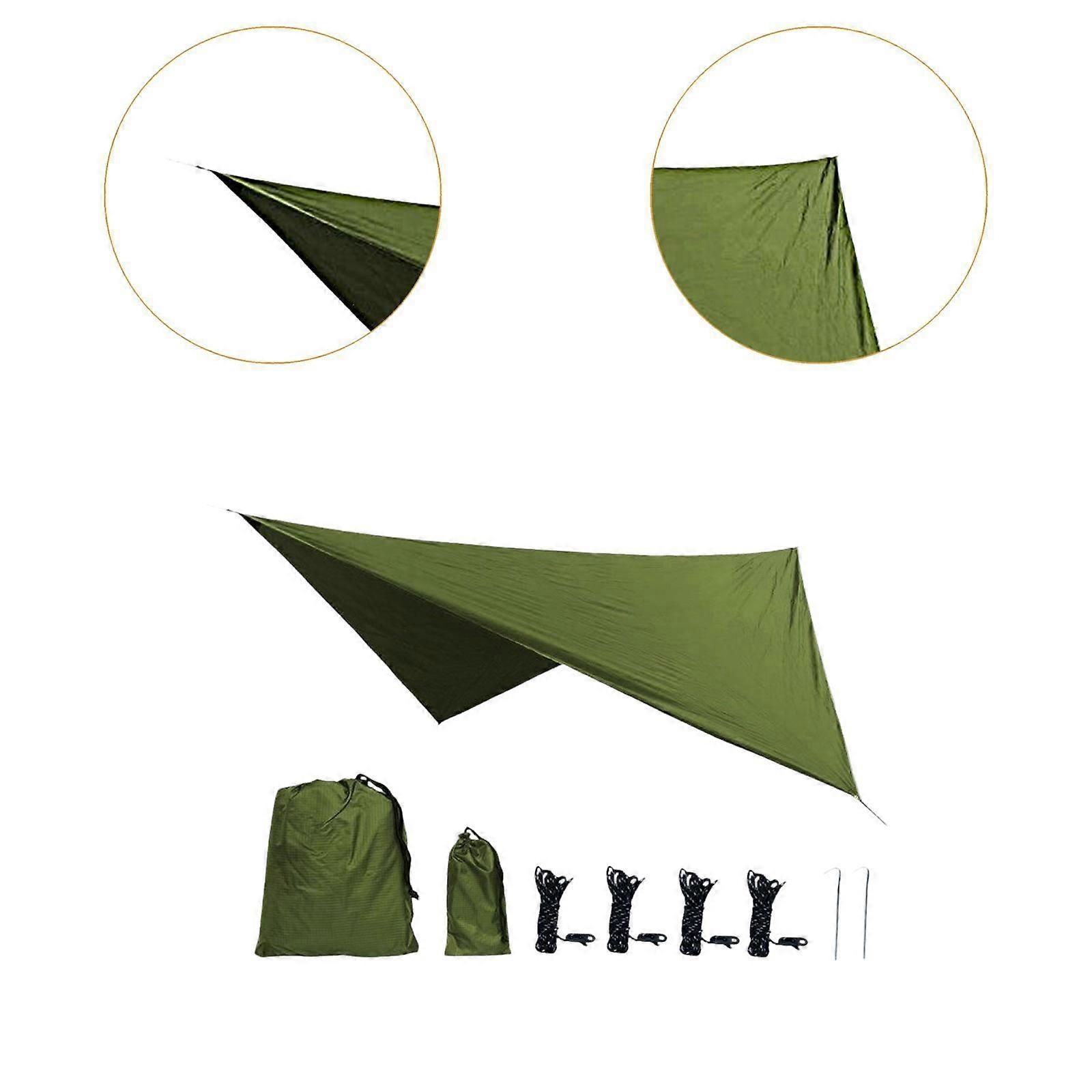Camping Tarp Tent Tarp Awning Accessories Lightweight Hammock Canopy Rain Awning - Army green — image 4