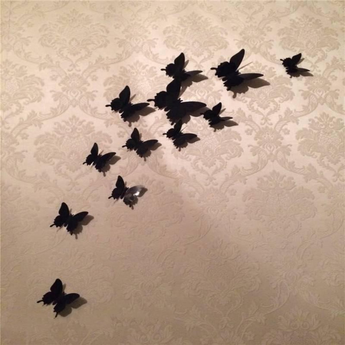 3D Wall Decoration Butterflies 12 Pieces | Wall Butterflies | Butterfly Wall Stickers | Solid Wall Stickers | Black — image 2