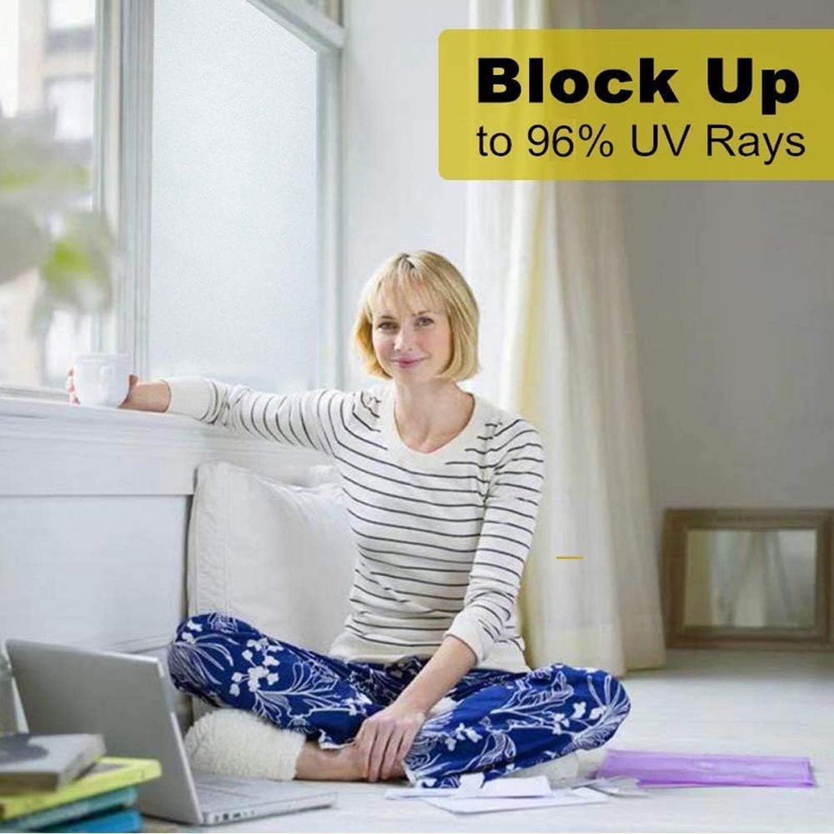 Window film - Easy installation - Glue-free adhesive film for windows and bathrooms - Static - 45cm*3m - white - PVC - Frosted — image 6