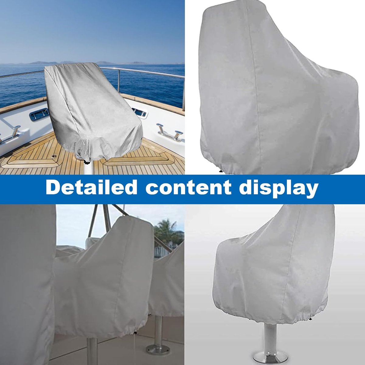 2-Piece Boat Seat Cover - 56 x 61 x 64 cm - made of Oxford fabric - UV protection - weather-resistant - waterproof - dustproof - Dust hood - with adjustable โ image 3