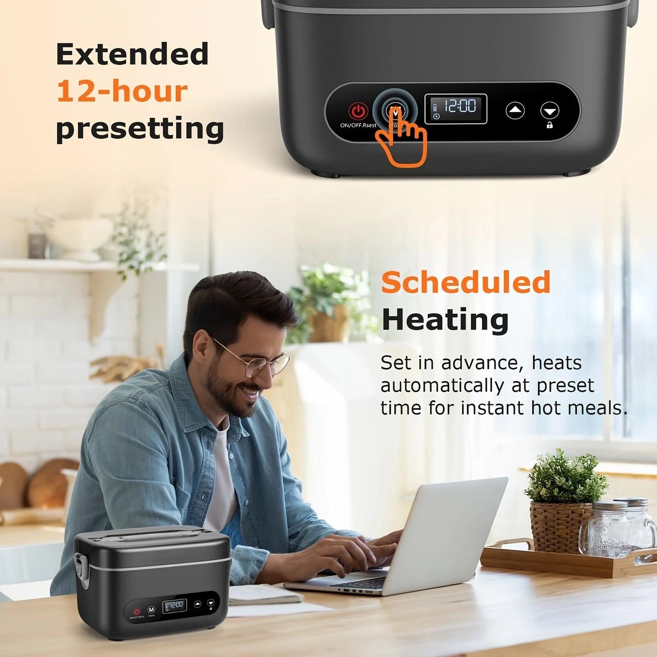 1.2L Electric Lunch Box 12000mAh Portable Food Warmer 5-Sided Heat Auto Temp AU — image 4