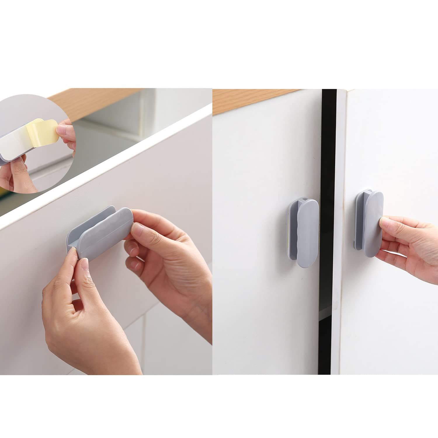 2 Pack, Handle Helper for Kitchen Cabinet Knobs Drawer Window Sliding Closet Push Pull Helper Stick-on Handles (Grey) โ image 4