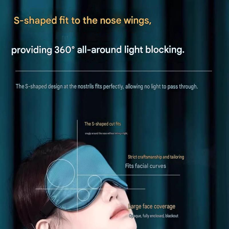 Black Spandex Sleep Eye Mask - 360 Degree Blackout, Zero Pressure Fit, Adjustable Strap, Includes Storage Bag and Earplugs for Travel and Napping โ image 4