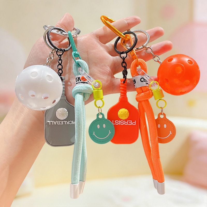 1 Piece Pickleball Keychain Bag Charm - Pink Sports Pendant with Mini Paddle, Ball, Smiley Charm and Woven Cord, Cute Gift Friendly Key Ring for Bags โ image 5