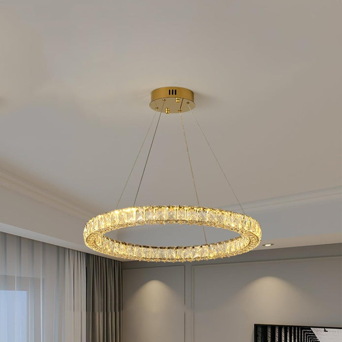 BAMDECOR C3313/1 Modern Crystal Chandeliers Lighting Fixtures Contemporary Round Chandelier Lighting Fixtures Crystal Pendant Ceiling Lights(Gold) — image 2