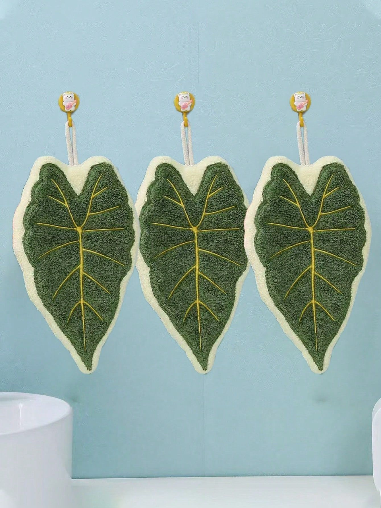 1pc/3pcs Creative Leaf Design Hanging Decorative Hand Towel For Kitchen Bathroom Bedroom Absorbent Easy To Clean Personalized Towel — image 4